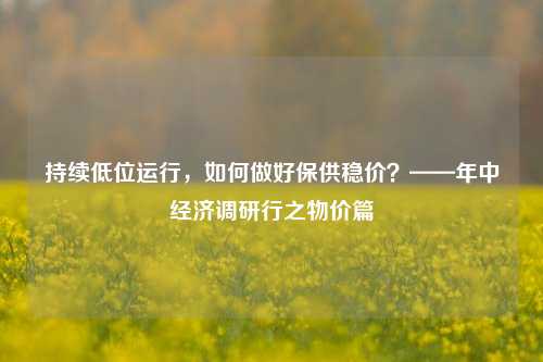 持续低位运行，如何做好保供稳价？——年中经济调研行之物价篇