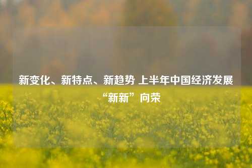 新变化、新特点、新趋势 上半年中国经济发展“新新”向荣
