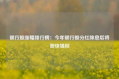 银行股涨幅排行榜：今年银行股分红除息后将很快填权
