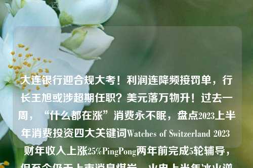 大连银行迎合规大考！利润连降频接罚单，行长王旭或涉超期任职？美元落万物升！过去一周，“什么都在涨”消费永不眠，盘点2023上半年消费投资四大关键词Watches of Switzerland 2023 财年收入上涨25%PingPong两年前完成5轮辅导，但至今仍无上市消息煤炭、火电上半年冰火逆转，下半年业绩分化或加剧第五批国家级专精特新“小巨人”正公示：总计3671家，苏粤浙仍领跑全国“史上规模最大”集采落地，一个行业趋势将会生变？互联网金融，最严监管时代，盛宴永不眠牧原股份：力争年底生猪养殖