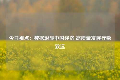 今日视点：数据彰显中国经济 高质量发展行稳致远