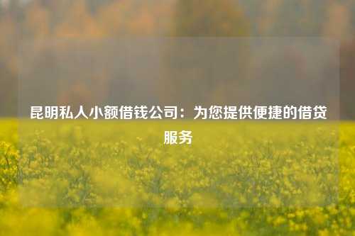 昆明私人小额借钱公司：为您提供便捷的借贷服务 昆明急用钱 第1张