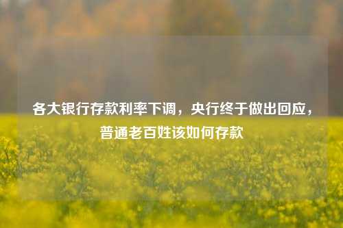 各大银行存款利率下调，央行终于做出回应，普通老百姓该如何存款