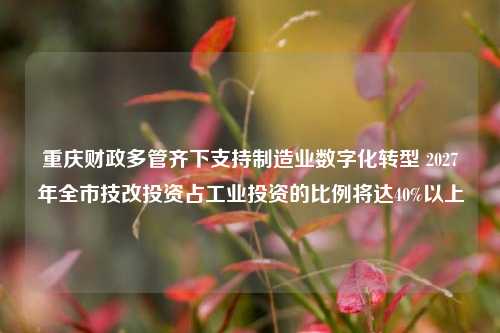 重庆财政多管齐下支持制造业数字化转型 2027年全市技改投资占工业投资的比例将达40%以上
