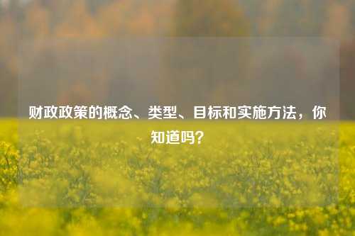 财政政策的概念、类型、目标和实施方法，你知道吗？