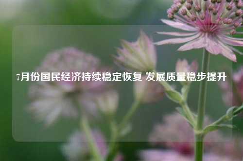 7月份国民经济持续稳定恢复 发展质量稳步提升