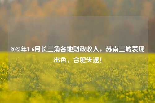 2023年1-6月长三角各地财政收入，苏南三城表现出色，合肥失速！