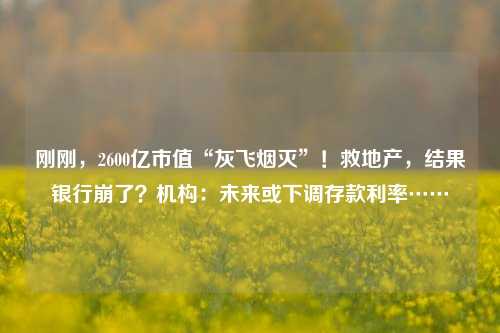 刚刚，2600亿市值“灰飞烟灭”！救地产，结果银行崩了？机构：未来或下调存款利率……