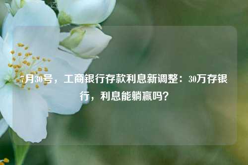 7月30号，工商银行存款利息新调整：30万存银行，利息能躺赢吗？
