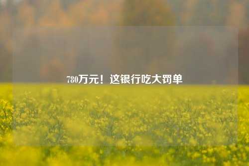780万元！这银行吃大罚单