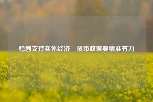 稳固支持实体经济　货币政策要精准有力