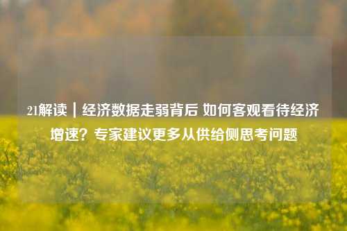 21解读｜经济数据走弱背后 如何客观看待经济增速？专家建议更多从供给侧思考问题