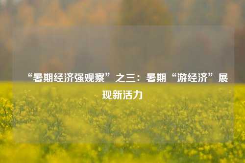 “暑期经济强观察”之三：暑期“游经济”展现新活力