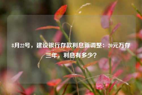 8月22号，建设银行存款利息新调整：20元万存三年，利息有多少？