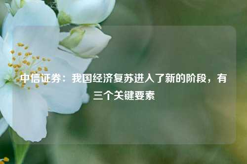 中信证券：我国经济复苏进入了新的阶段，有三个关键要素