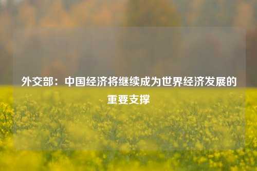 外交部：中国经济将继续成为世界经济发展的重要支撑