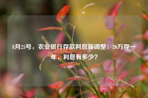8月25号，农业银行存款利息新调整：20万存一年，利息有多少？
