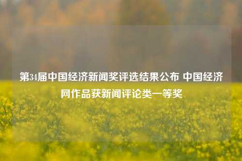 第34届中国经济新闻奖评选结果公布 中国经济网作品获新闻评论类一等奖
