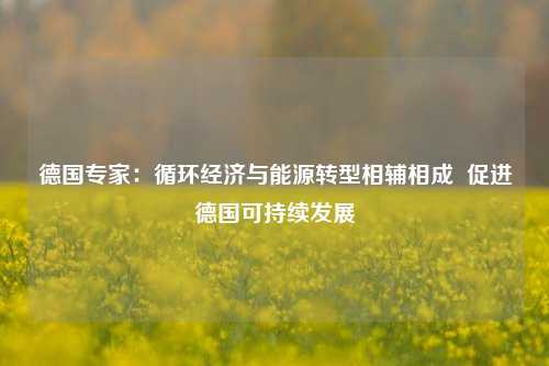 德国专家：循环经济与能源转型相辅相成 促进德国可持续发展
