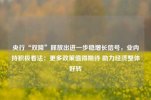 央行“双降”释放出进一步稳增长信号，业内持积极看法：更多政策值得期待 助力经济整体好转
