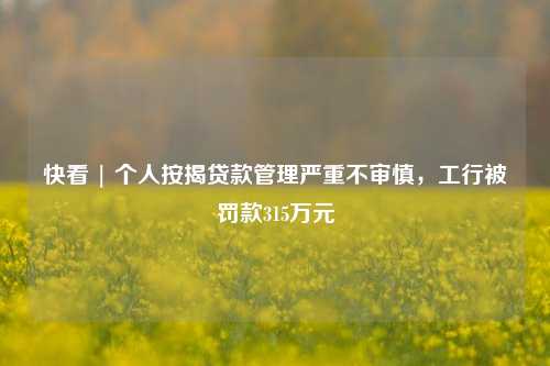 快看 | 个人按揭贷款管理严重不审慎，工行被罚款315万元