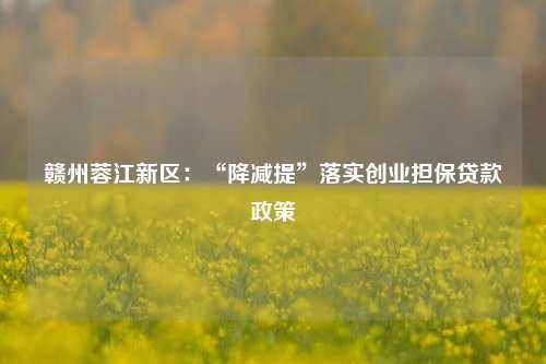 赣州蓉江新区：“降减提”落实创业担保贷款政策