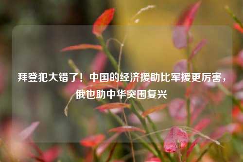 拜登犯大错了！中国的经济援助比军援更厉害，俄也助中华突围复兴