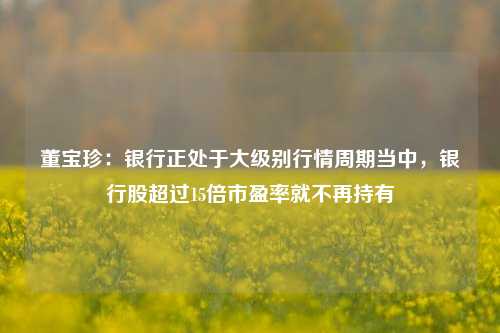 董宝珍：银行正处于大级别行情周期当中，银行股超过15倍市盈率就不再持有