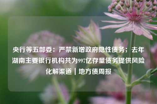 央行等五部委：严禁新增政府隐性债务；去年湖南主要银行机构共为997亿存量债务提供风险化解渠道｜地方债周报