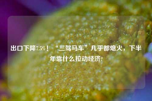 出口下降7.5%！“三驾马车”几乎都熄火，下半年靠什么拉动经济?