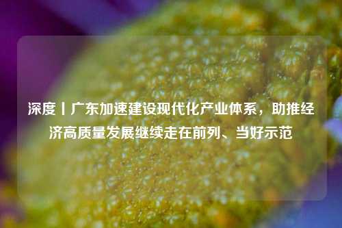 深度丨广东加速建设现代化产业体系，助推经济高质量发展继续走在前列、当好示范