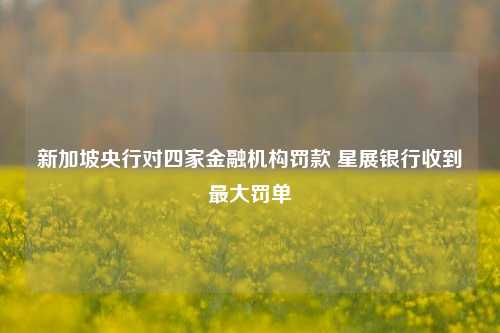 新加坡央行对四家金融机构罚款 星展银行收到最大罚单