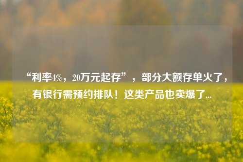 “利率4%，20万元起存”，部分大额存单火了，有银行需预约排队！这类产品也卖爆了...