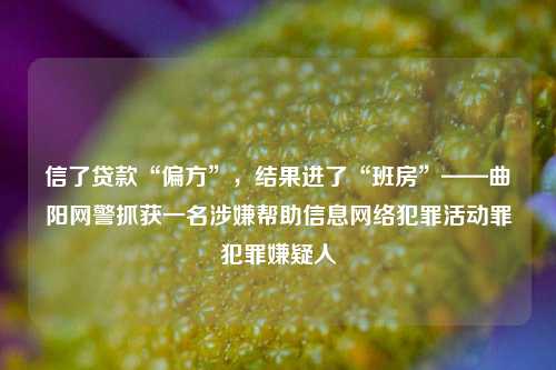 信了贷款“偏方”，结果进了“班房”——曲阳网警抓获一名涉嫌帮助信息网络犯罪活动罪犯罪嫌疑人