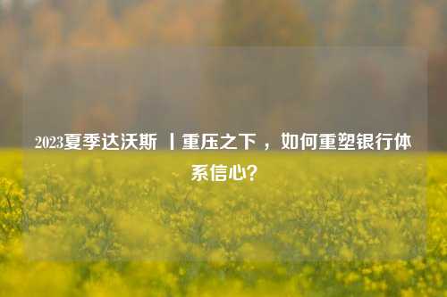 2023夏季达沃斯 丨重压之下 ，如何重塑银行体系信心？