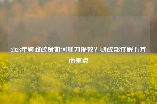 2023年财政政策如何加力提效？财政部详解五方面重点 宏观经济 财政政策工具 国内宏观 行业新闻 第1张