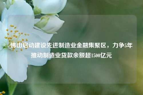 佛山启动建设先进制造业金融集聚区，力争5年推动制造业贷款余额超1500亿元