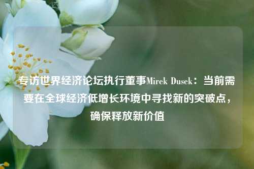 专访世界经济论坛执行董事Mirek Dusek：当前需要在全球经济低增长环境中寻找新的突破点，确保释放新价值