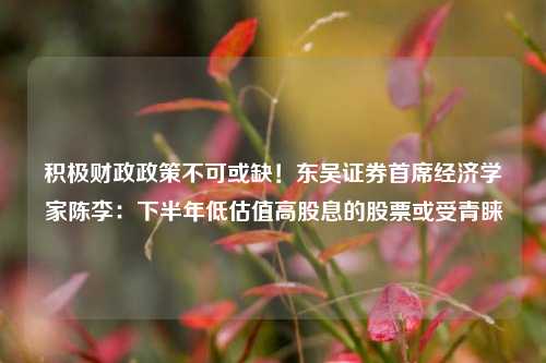 积极财政政策不可或缺！东吴证券首席经济学家陈李：下半年低估值高股息的股票或受青睐