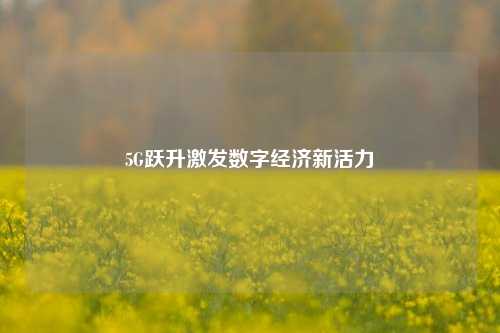 5G跃升激发数字经济新活力