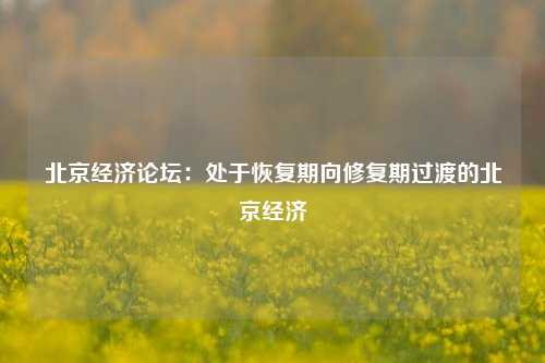 北京经济论坛：处于恢复期向修复期过渡的北京经济
