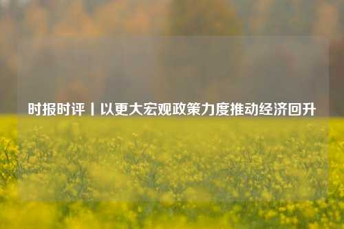 时报时评丨以更大宏观政策力度推动经济回升
