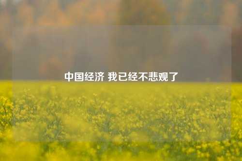 中国经济 我已经不悲观了 行业新闻 第1张