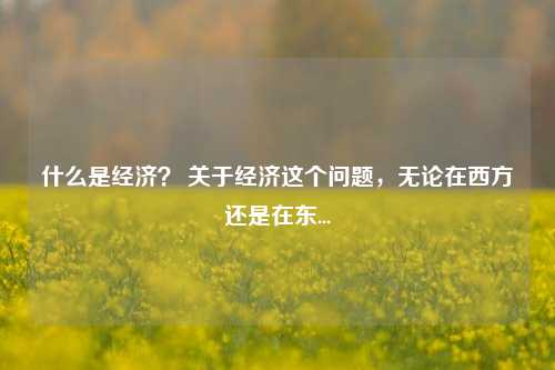 什么是经济？ 关于经济这个问题，无论在西方还是在东... 行业新闻 第1张
