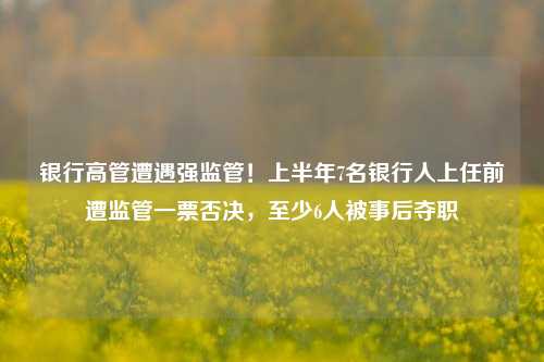 银行高管遭遇强监管！上半年7名银行人上任前遭监管一票否决，至少6人被事后夺职