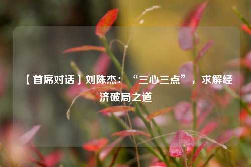 【首席对话】刘陈杰：“三心三点”，求解经济破局之道
