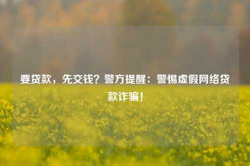 要贷款，先交钱？警方提醒：警惕虚假网络贷款诈骗！