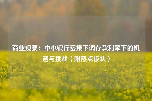商业观察：中小银行密集下调存款利率下的机遇与挑战（附热点板块）