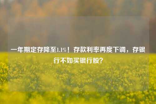 一年期定存降至1.1%！存款利率再度下调，存银行不如买银行股？