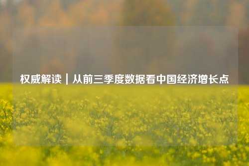 权威解读｜从前三季度数据看中国经济增长点